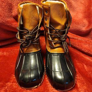 Women's Lace Up Waterproof Winter Duck Boots Two-Tone Sz10